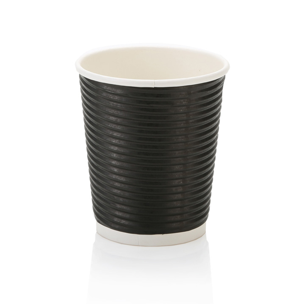 HRW250-Blk-250ml-Horizontal-Ripple-Coffee-Cup-Black-new